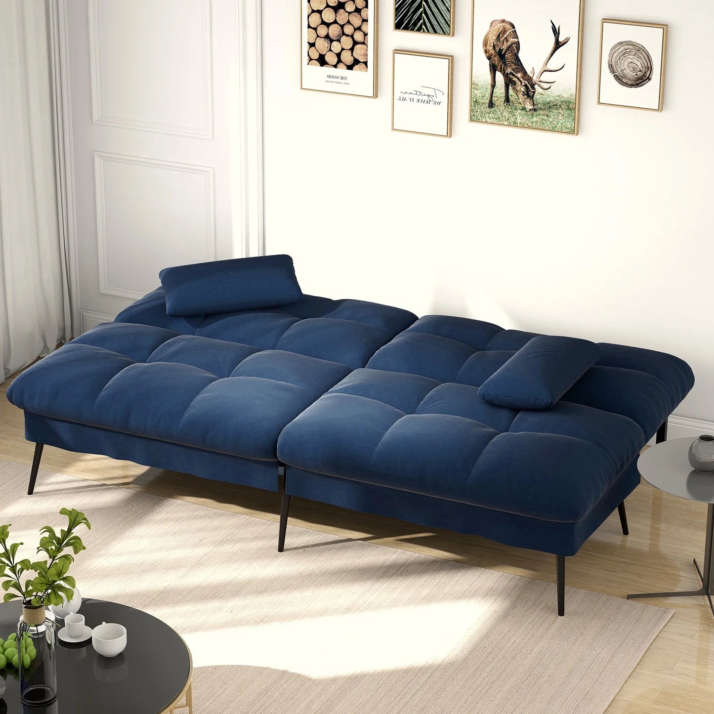 Cloud Comfort Convertible Futon Sofa Bed, Blue