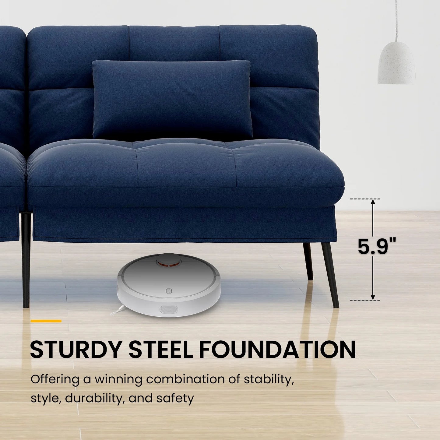 Cloud Comfort Convertible Futon Sofa Bed, Blue