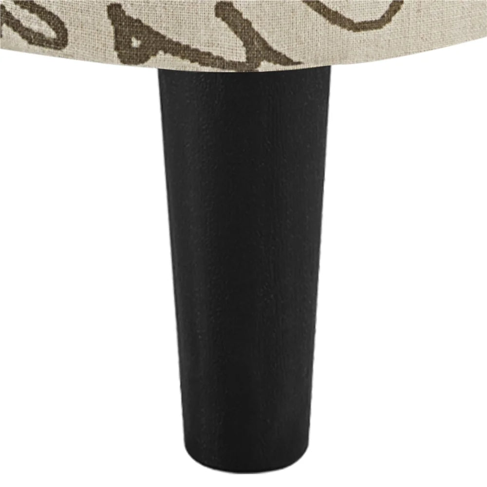 Barrel Accent Chair with Ottoman, Letter Print Fabric