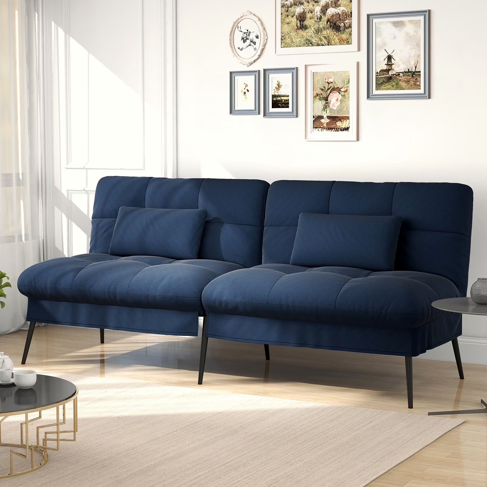 Cloud Comfort Convertible Futon Sofa Bed, Blue