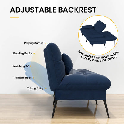 Cloud Comfort Convertible Futon Sofa Bed, Blue