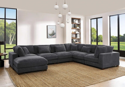 Arliz 7 - Piece 144" Wide Reversible Modular Corner Sectional with Ottoman