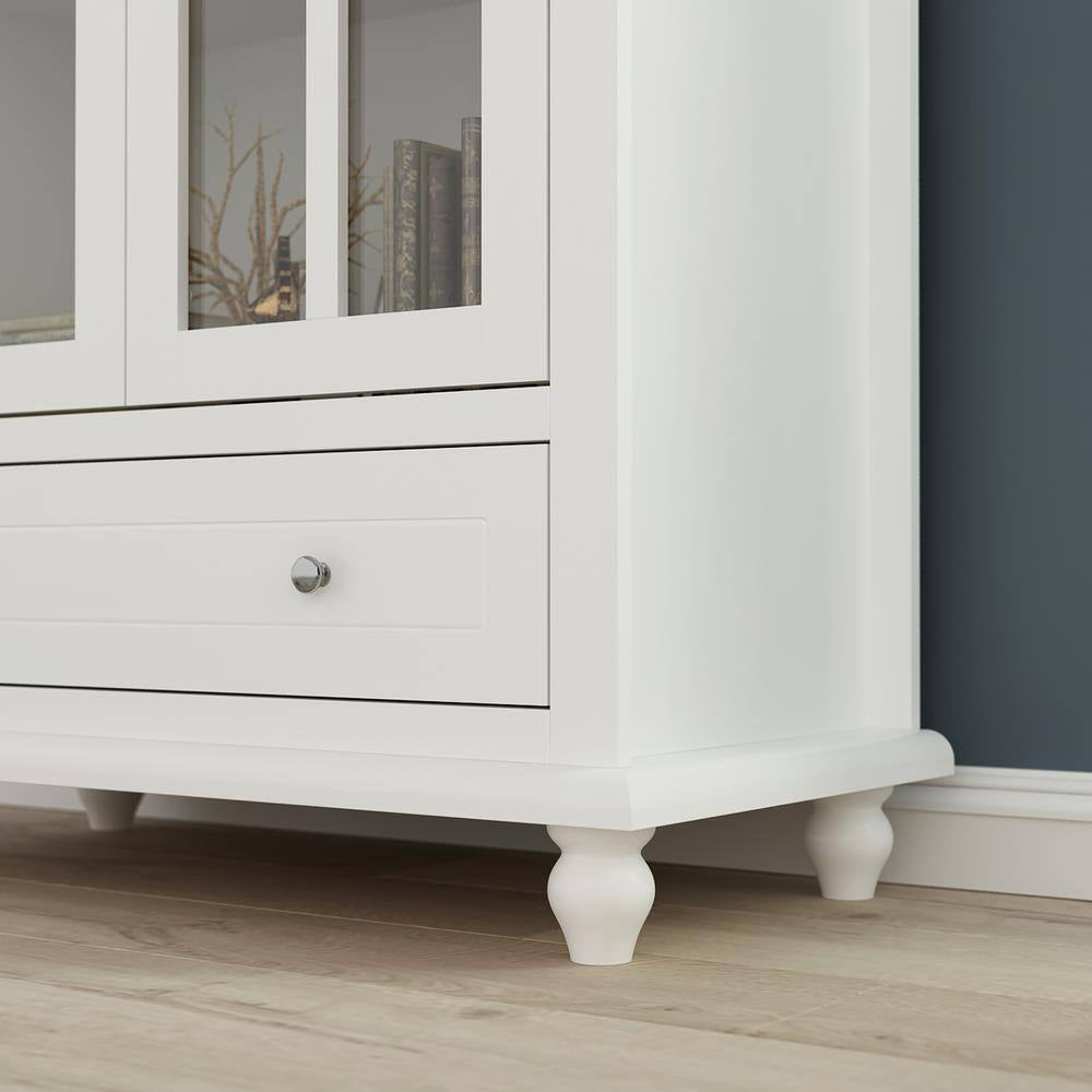 1-Drawer White Wooden Kids Tall Dresser with 3-Shelf : 31.5" L X15.7" W X55.1" H