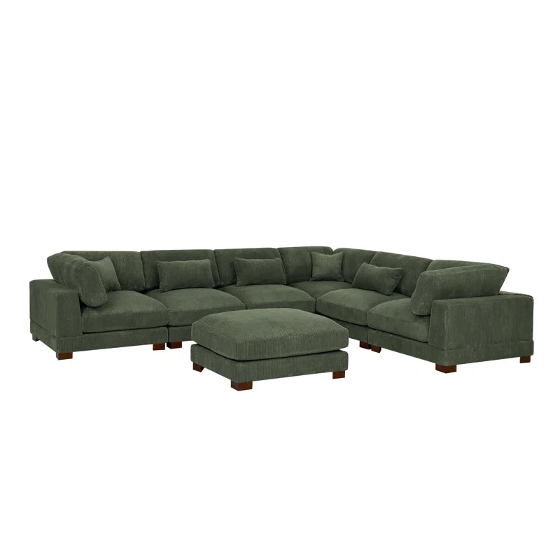 Arliz 7 - Piece 144" Wide Reversible Modular Corner Sectional with Ottoman