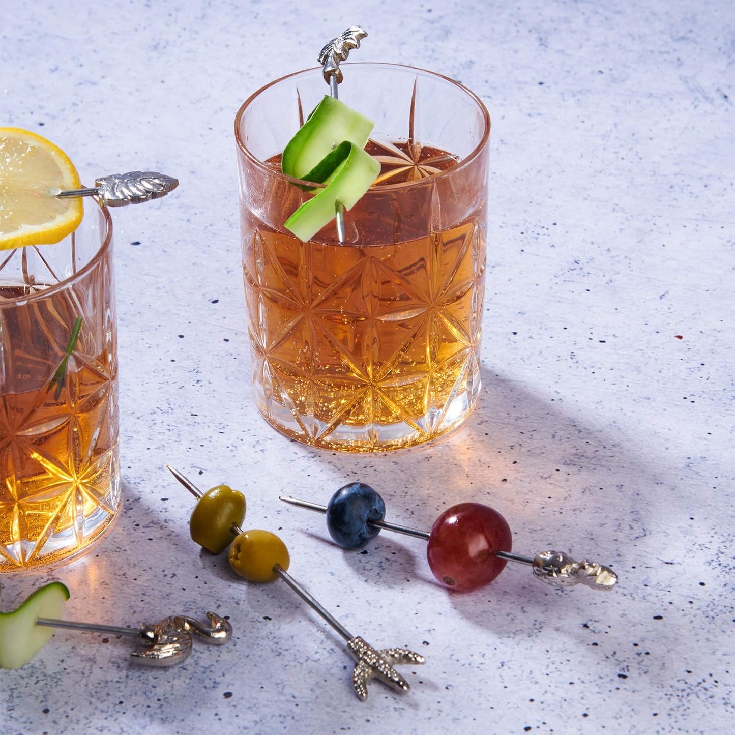 Christmas Party Martini Picks Set of 6 – 4" Stainless Steel Cocktail Picks, Reusable Drink Nickel Bar Accessories, Perfect Christmas Gifts for Men & Xmas Party Décor