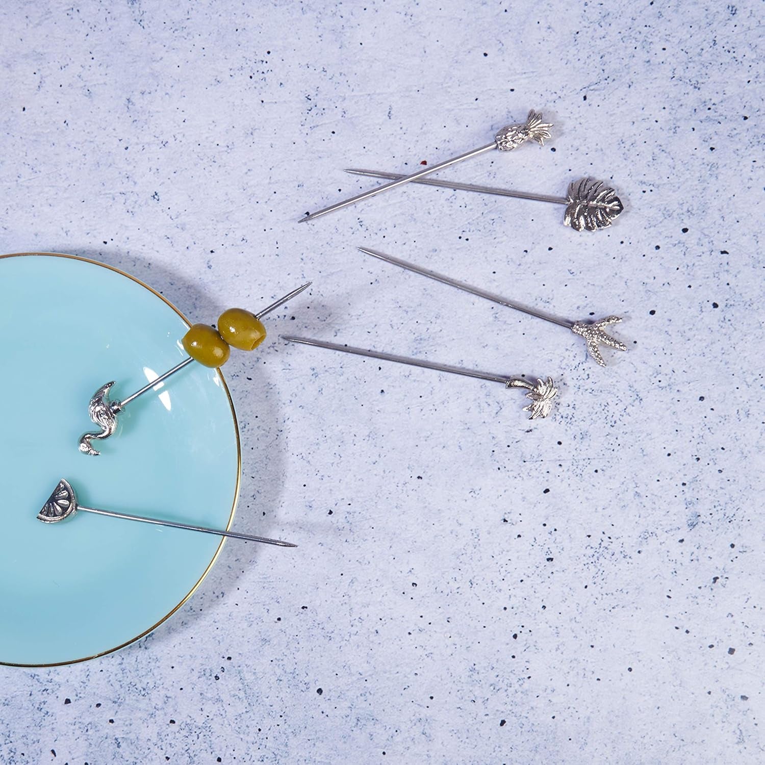 Christmas Party Martini Picks Set of 6 – 4" Stainless Steel Cocktail Picks, Reusable Drink Nickel Bar Accessories, Perfect Christmas Gifts for Men & Xmas Party Décor