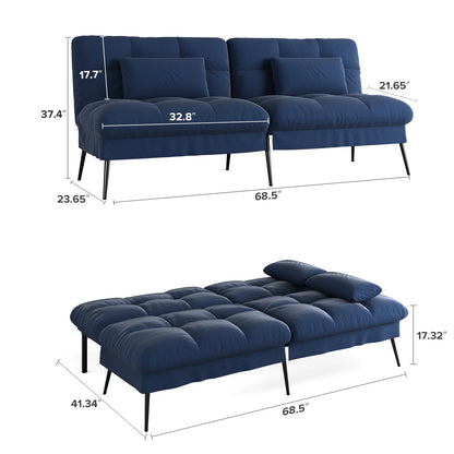 Cloud Comfort Convertible Futon Sofa Bed, Blue
