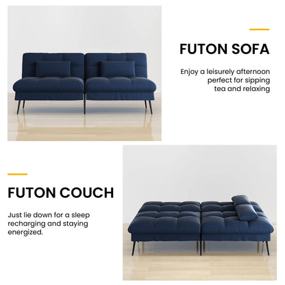 Cloud Comfort Convertible Futon Sofa Bed, Blue
