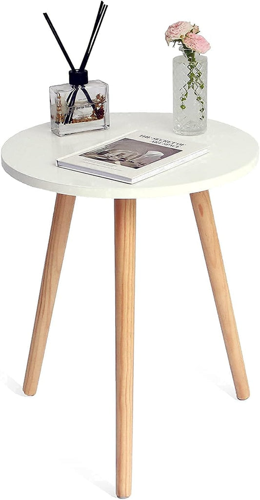 round Side Table, Small Accent Table Nightstand Modern End Table for Living Room Bedroom Office Small Spaces, 15.75''D X 19.69''H (White)