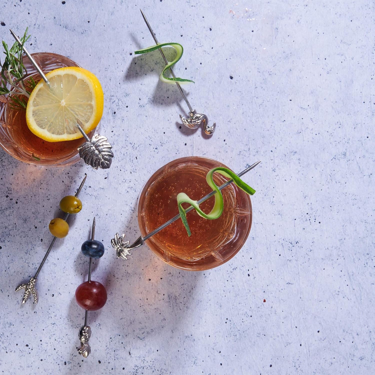 Christmas Party Martini Picks Set of 6 – 4" Stainless Steel Cocktail Picks, Reusable Drink Nickel Bar Accessories, Perfect Christmas Gifts for Men & Xmas Party Décor